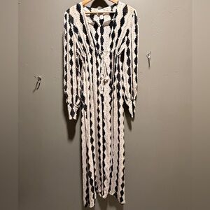 Evarae Elegant Black and Cream Sheer Maxi Dress